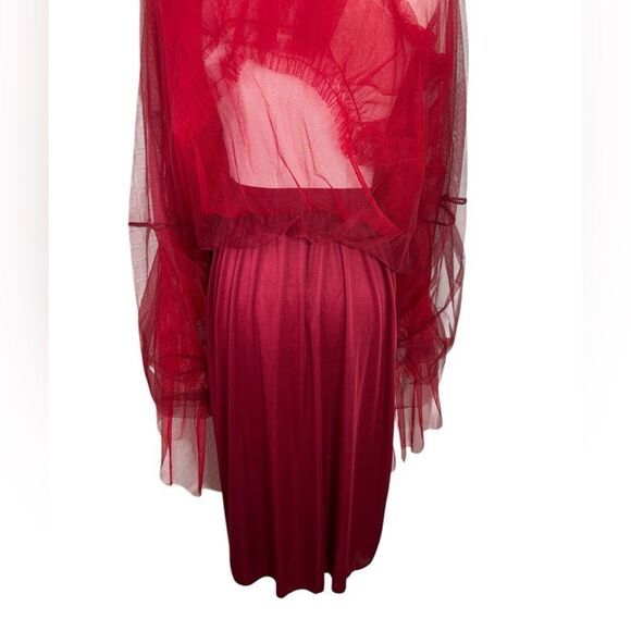 Elegant Burgundy Layered Skirt Size Small - Picture 6 of 7